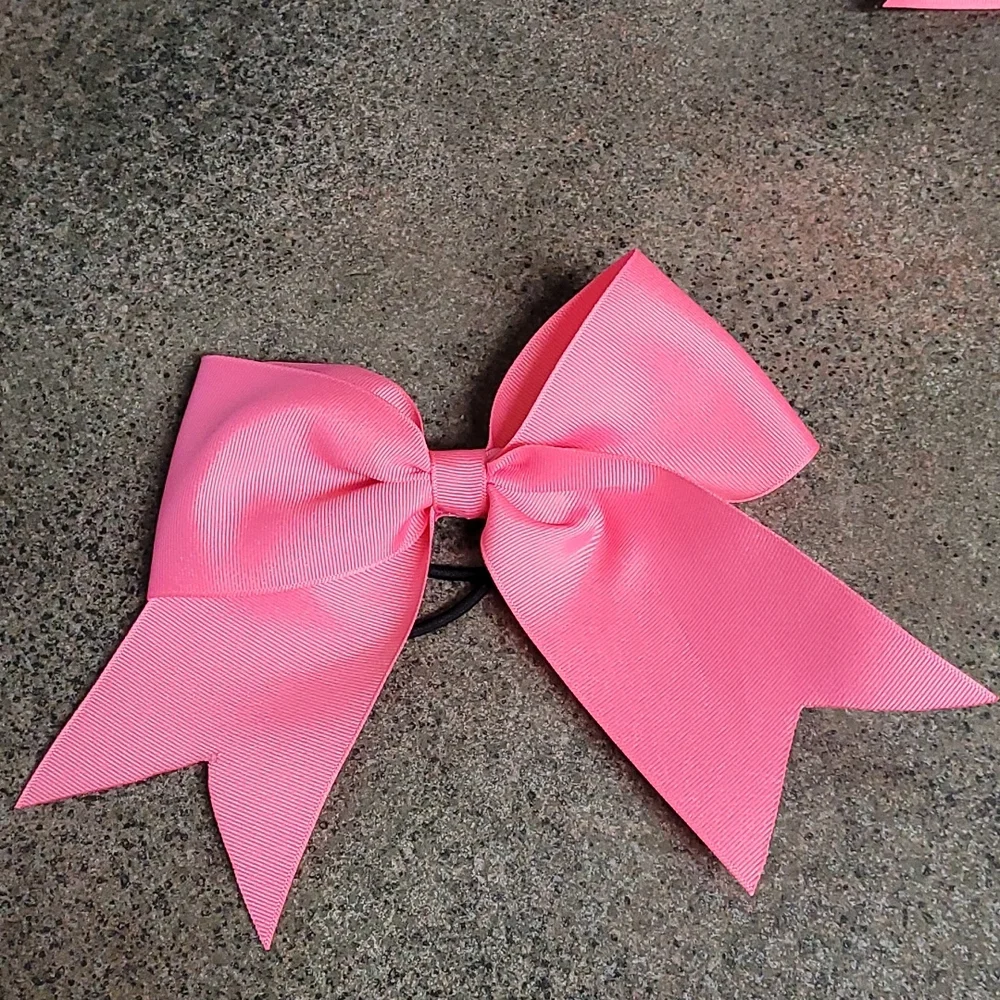Cheer bows, pink ribbon, 3